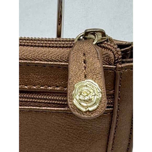 RELIC By Fossil Bronze Faux Leather Flower Applique Zippered Wallet - Picture 5 of 8